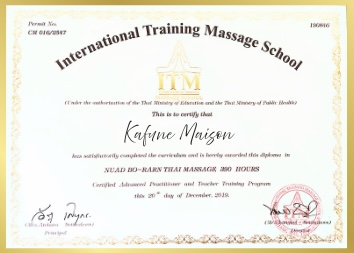 KAFUNE タイ王国政府認定タイ古式マッサージ認定講師資格証書